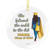 Class of 2023 Personalized Blue and Gold Glass Ornament
