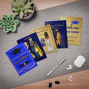 Custom Graduation Blue and Gold Multi-Design Greeting Cards (5-Pack)