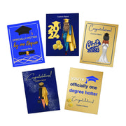 Custom Graduation Blue and Gold Multi-Design Greeting Cards (5-Pack)