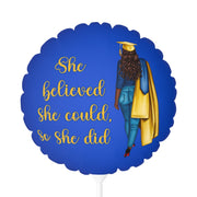 Personalized Blue and Gold Mylar Balloons 11"