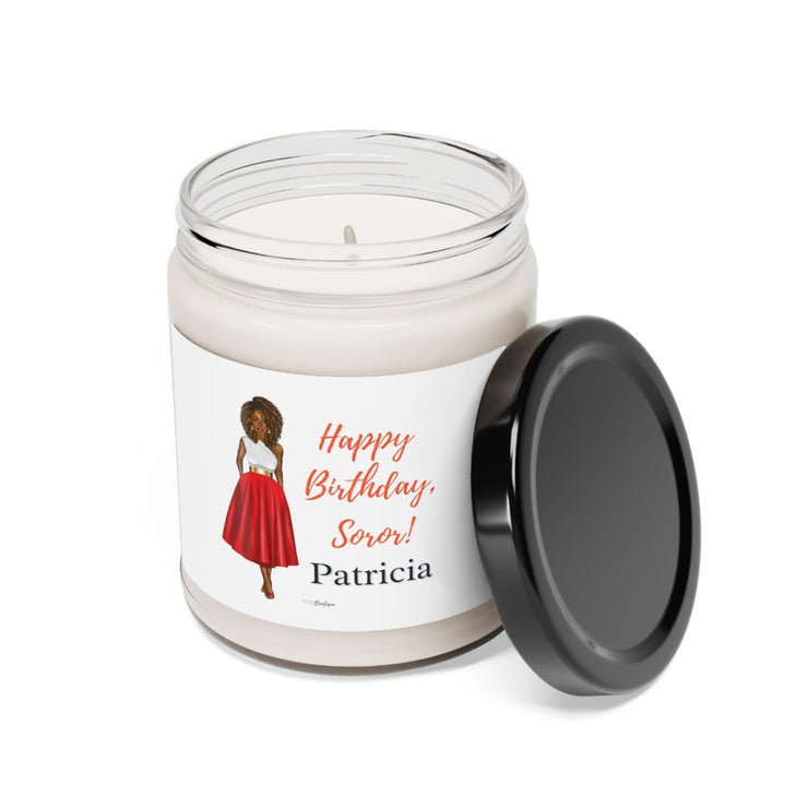 Personalized Greeting Red and White Scented Soy Candle, 9oz