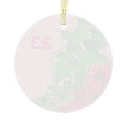 Personalized Ivy and Pearls Pink and Green Glass Ornament