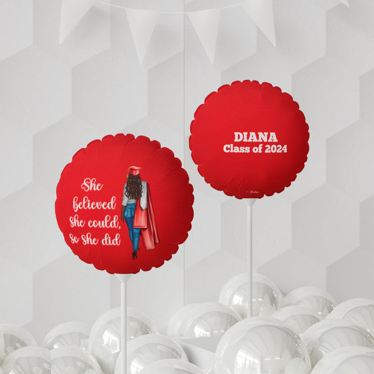 Personalized Red and White Graduation Mylar Balloons 11"