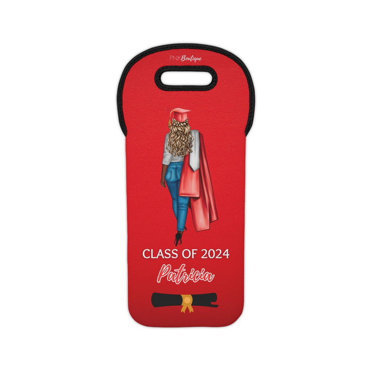 Personalized Red and White Graduation Wine Tote