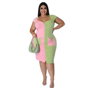 Pink and Green Zip Dress