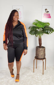 Women's Orange Stripe Tracksuit and fashionable jogging suit.  - PNK Boutique
