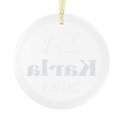 Personalized Blue and White 2023 Glass Ornament