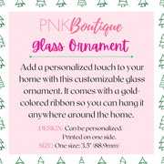 Personalized Pink and Green 2023 Glass Ornament