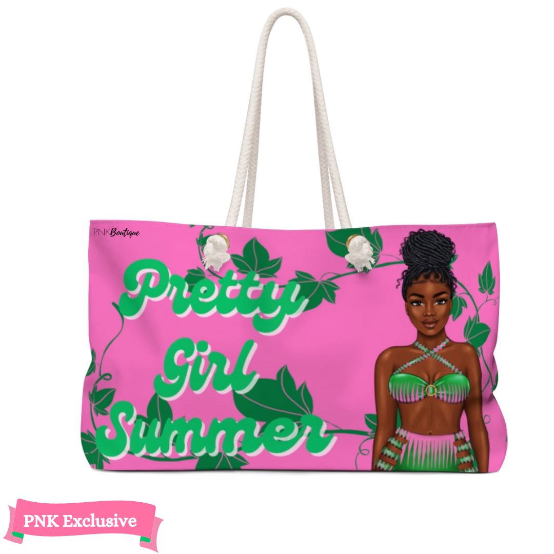 Pink and Green Weekender Bag, AKA Overnight Weekender Bag, 1908 Pretty Girl  Tote Bag, Aka Sorority Women's Gift, Aka Boule Bag 