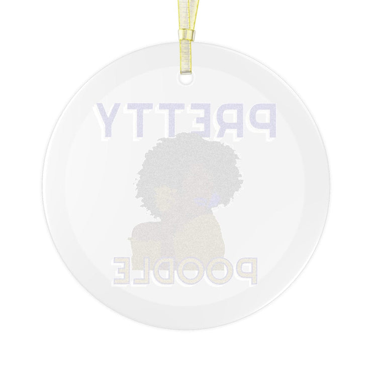 Pretty Poodle Blue and Gold Glass Ornament