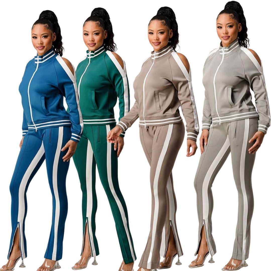 White Side Stripped 2pc Tracksuits