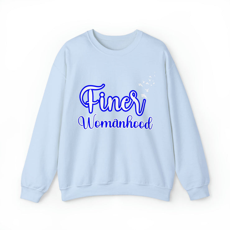 Finer Womanhood Blue and White Crewneck Sweatshirt