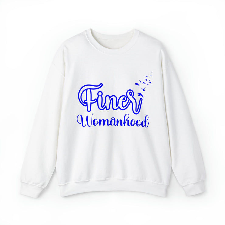 Finer Womanhood Blue and White Crewneck Sweatshirt