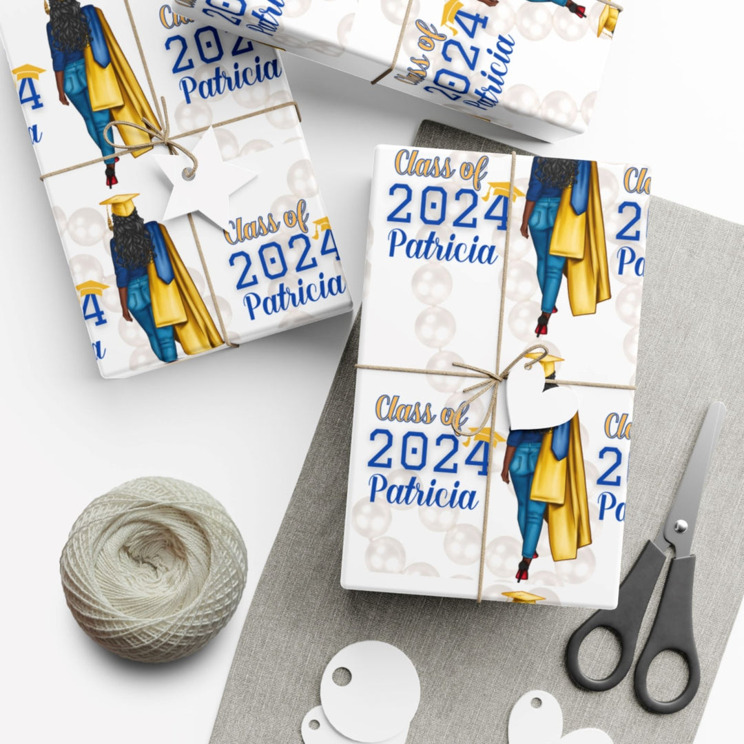 2024 Graduates Blue and Gold Wrapping Paper