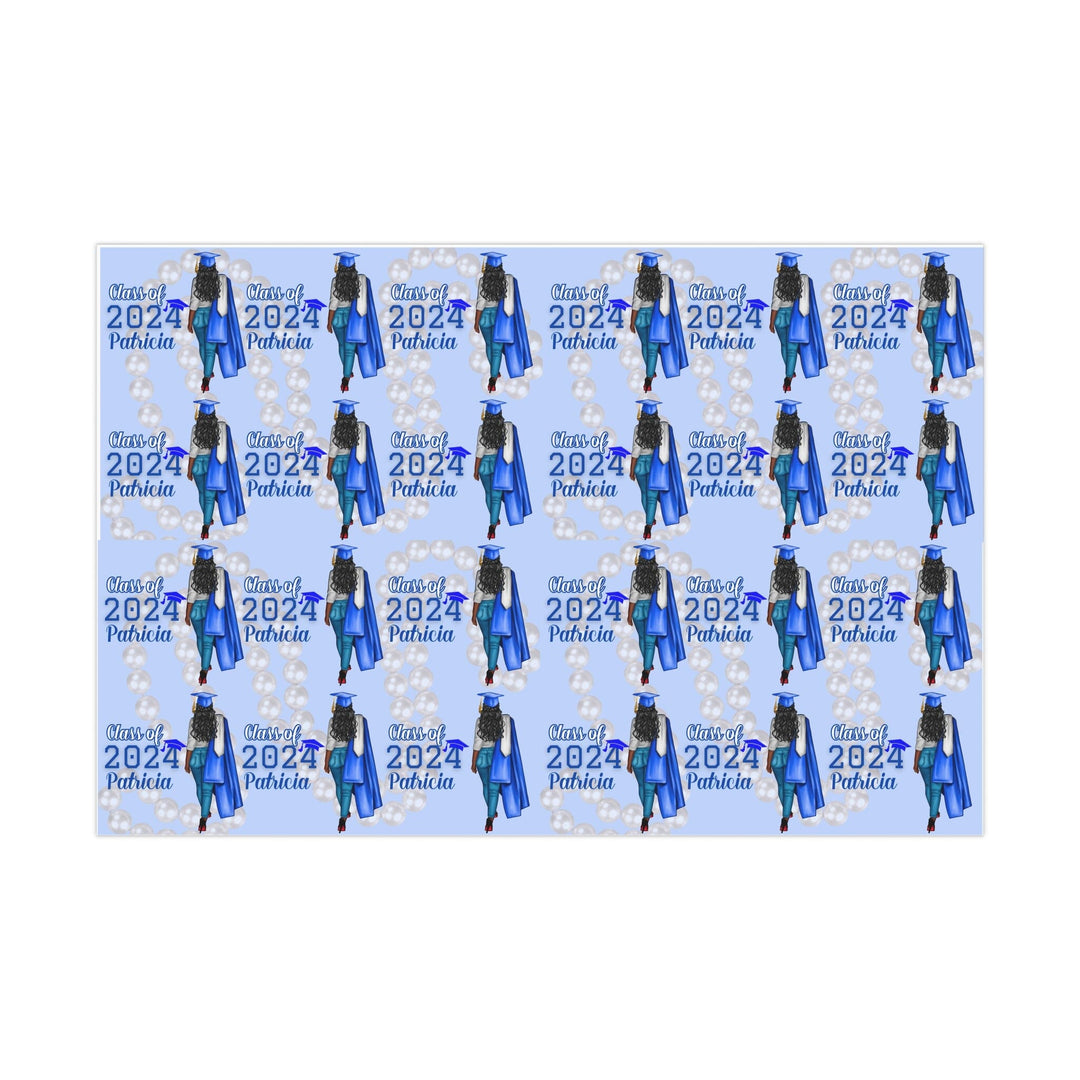 2024 Graduates Blue and White Wrapping Paper