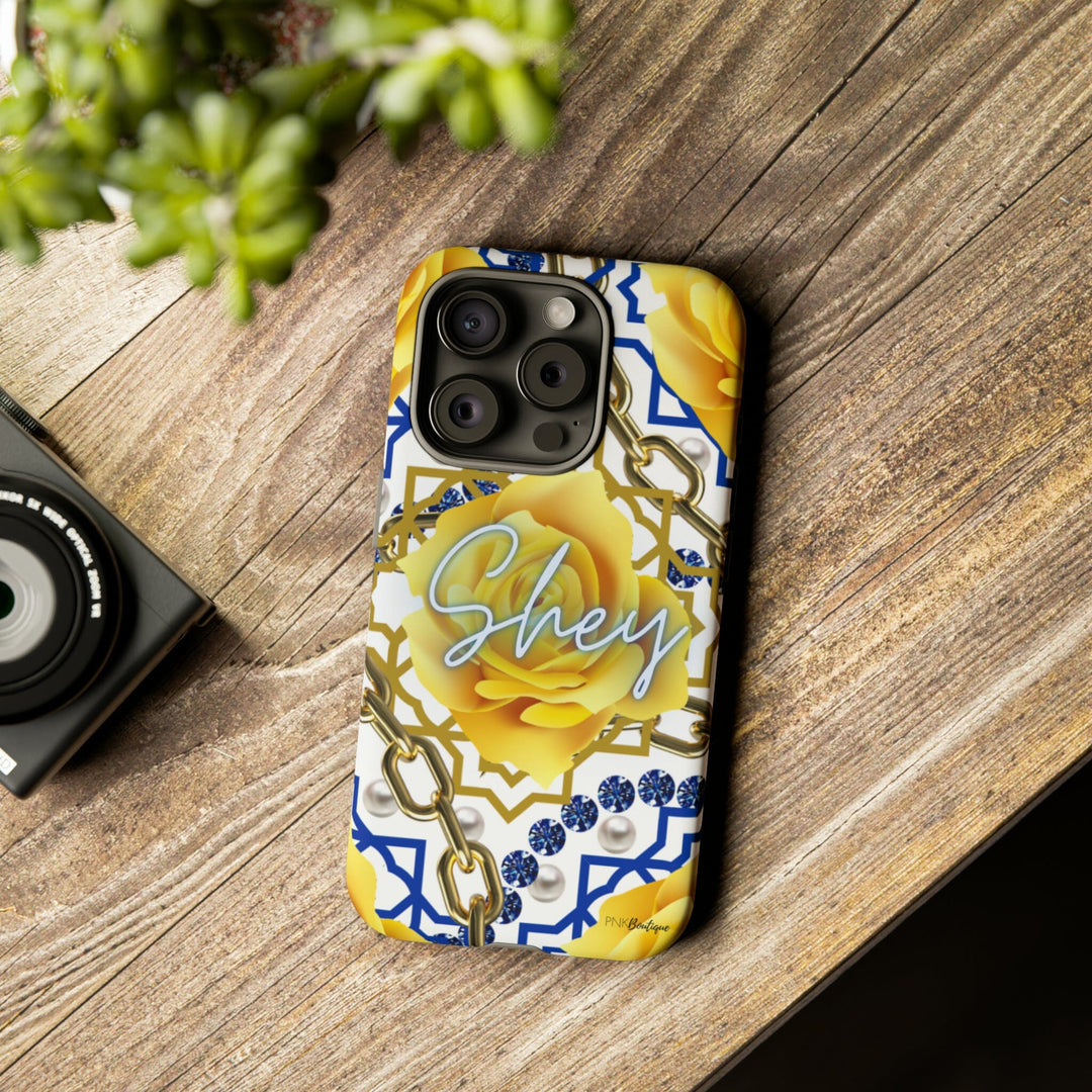 Blue and Gold Personalized Phone Case