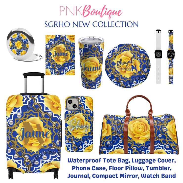 Blue and Gold Personalized Wine Tote Bag