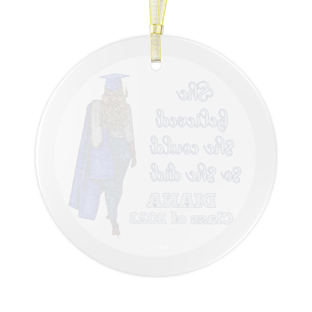 Class of 2023 Personalized Blue and White Glass Ornament