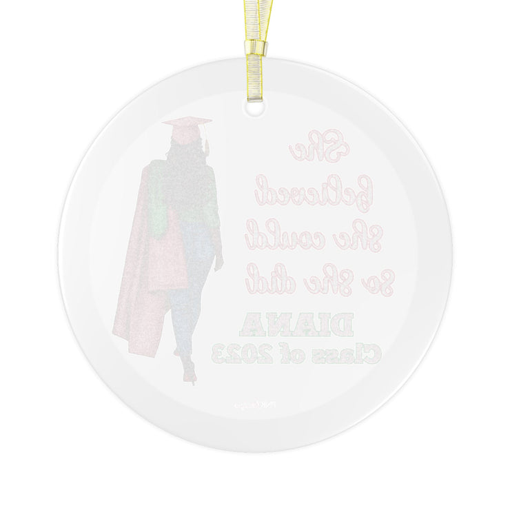 Class of 2023 Personalized Pink and Green Glass Ornament