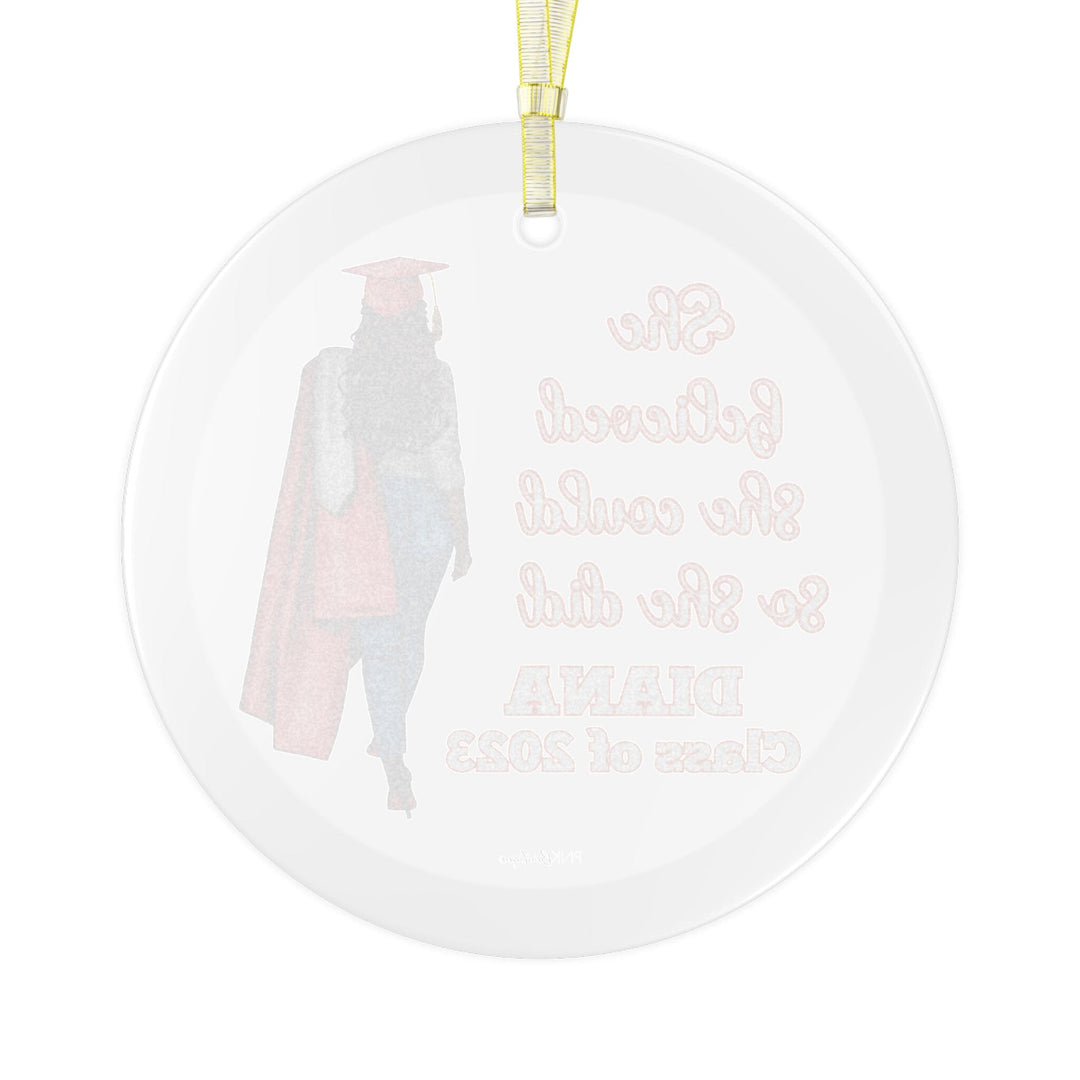 Class of 2023 Personalized Red and White Glass Ornament