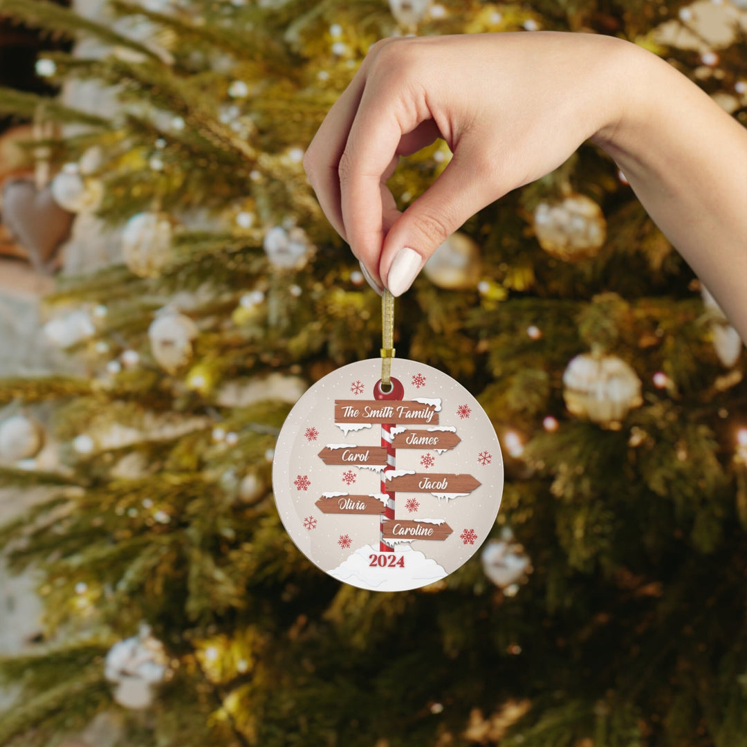 Custom Family Name Christmas Glass Ornament 2024