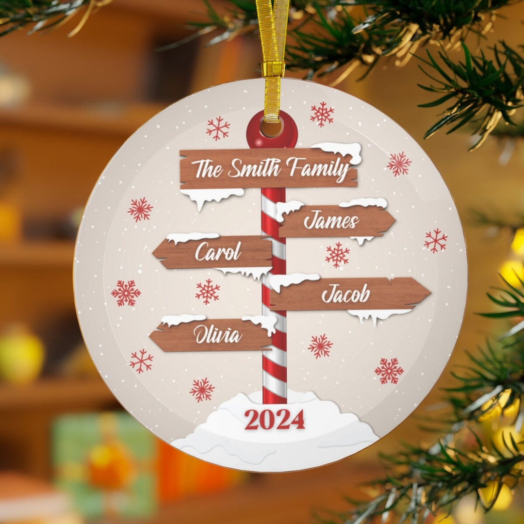 Custom Family Name Christmas Glass Ornament 2024