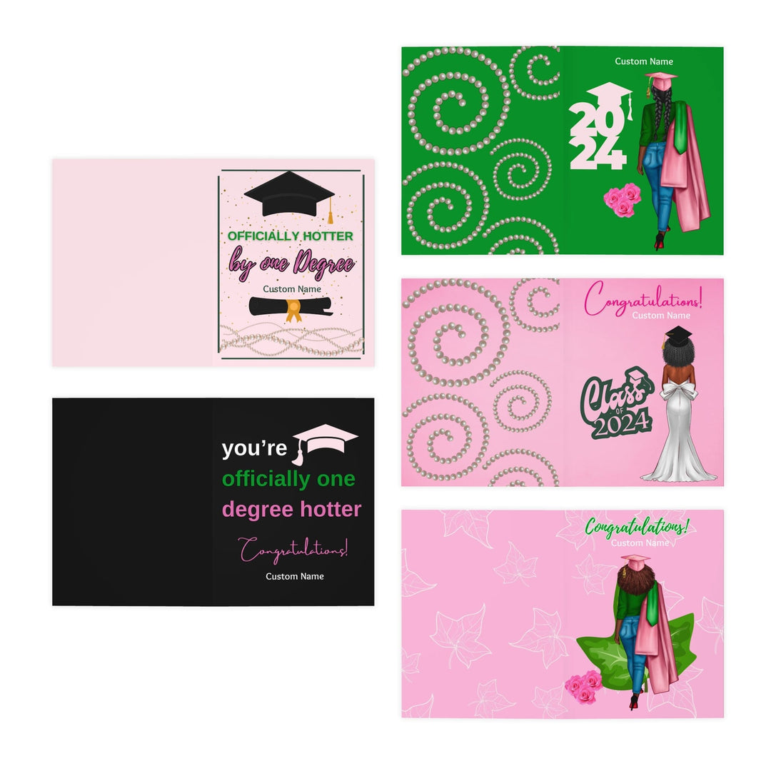 Custom Pink Graduation 2024 Multi-Pack Greeting Cards (5-Pack)