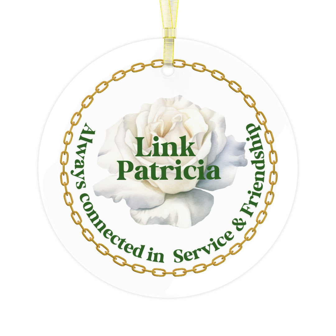 Custom Green and White Service and Friendship Glass Ornament