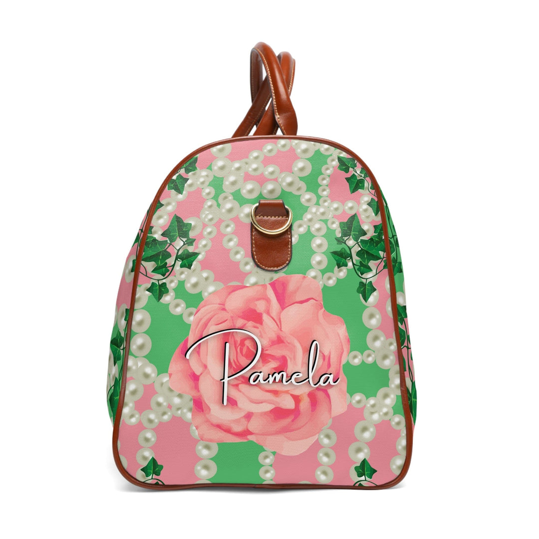 PNK Signature 2 Personalized Pink & Green Waterproof Travel Bag