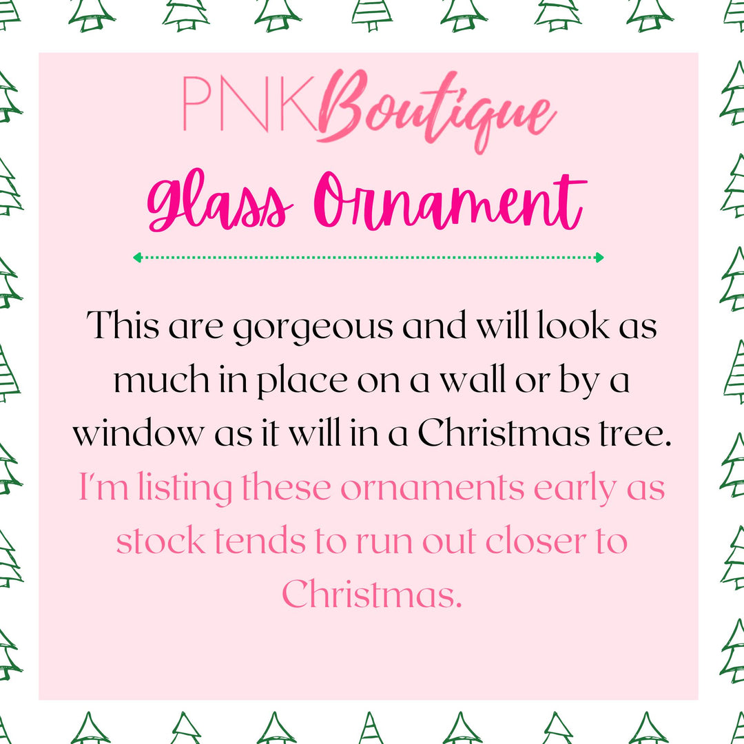 Custom Sisterhood Pink and Green Glass Christmas Ornament