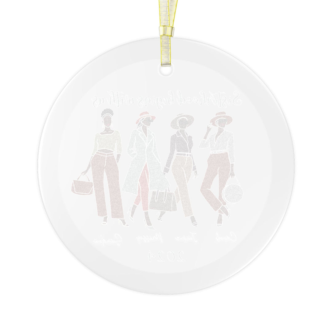 Custom Sisterhood Red and White Glass Christmas Ornament