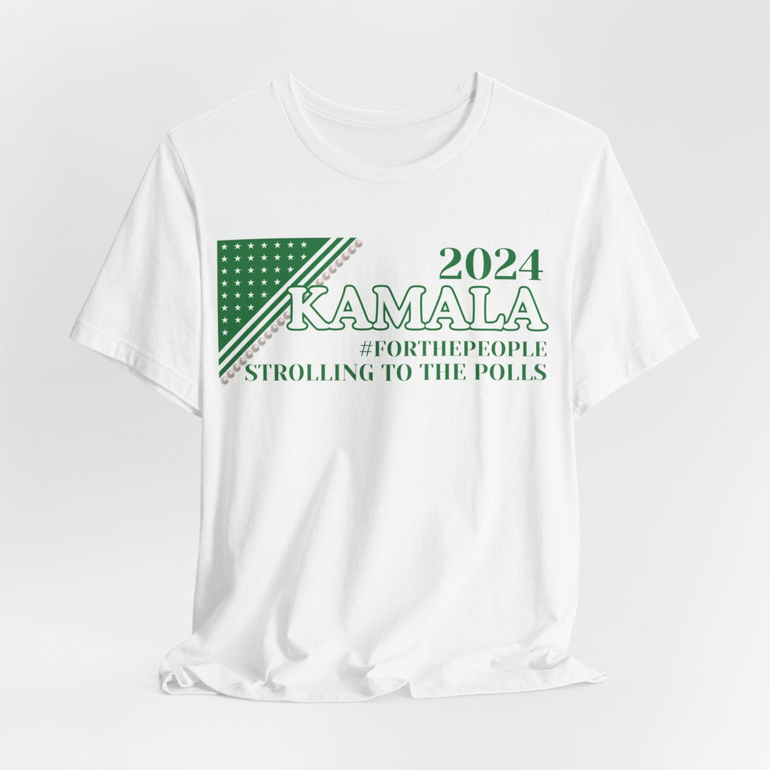 Green and White Kamala Harris Strolling To The Polls T shirt