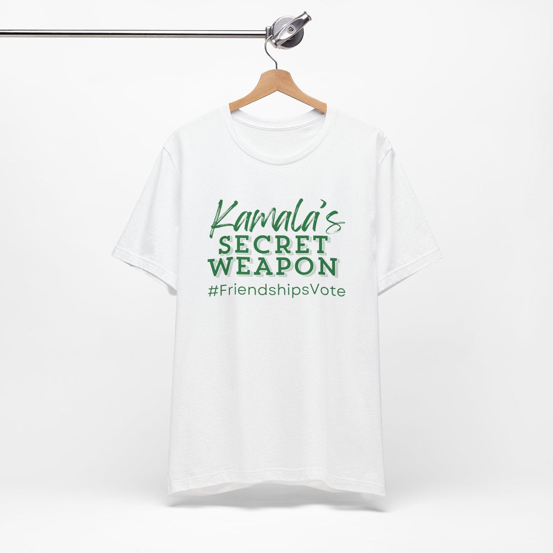 Green and White Kamala's Secret Weapon Links T shirt