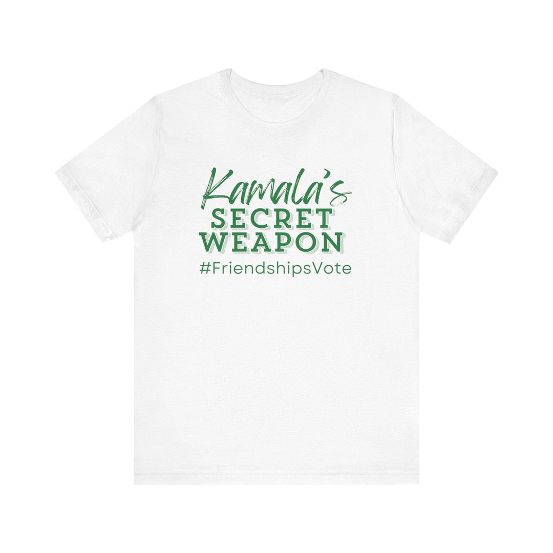 Green and White Kamala's Secret Weapon Links T shirt