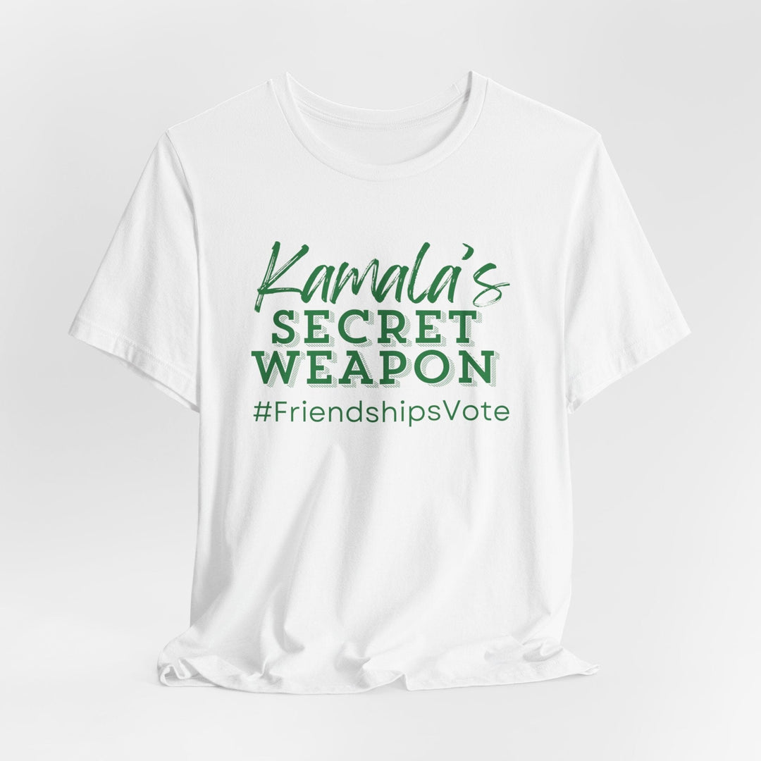 Green and White Kamala's Secret Weapon Links T shirt