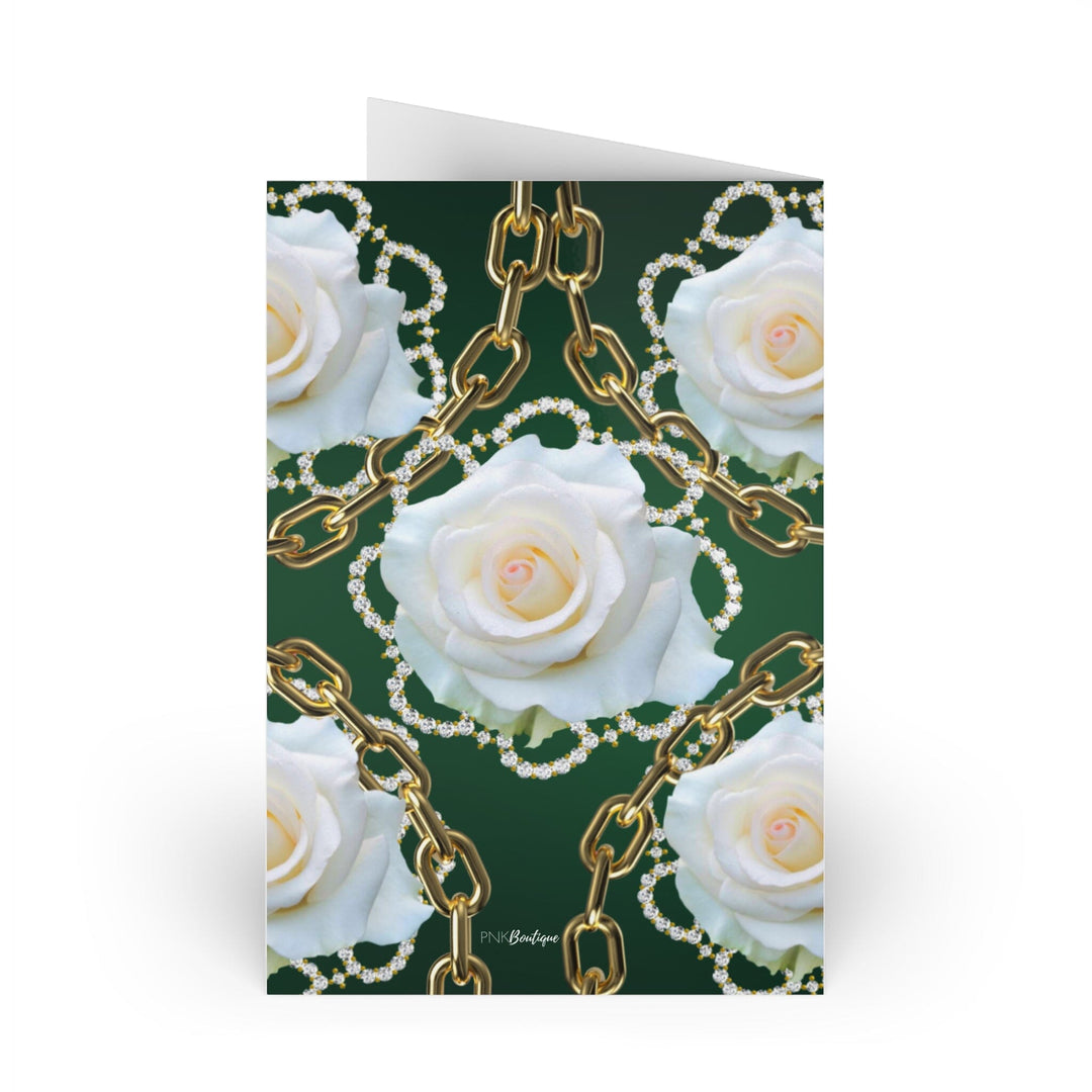 Green and White Links Greeting Cards (10-pcs)