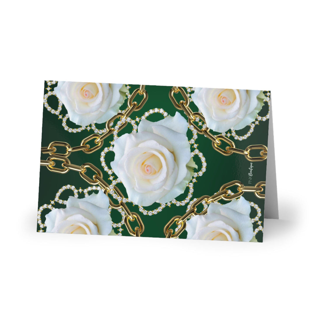 Green and White Links Greeting Cards (10-pcs)