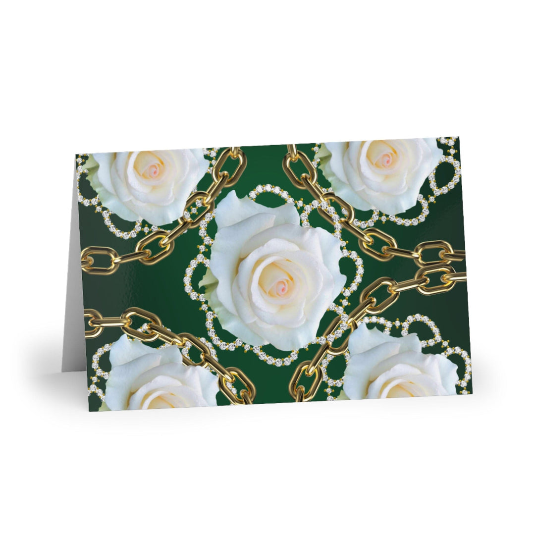 Green and White Links Greeting Cards (10-pcs)