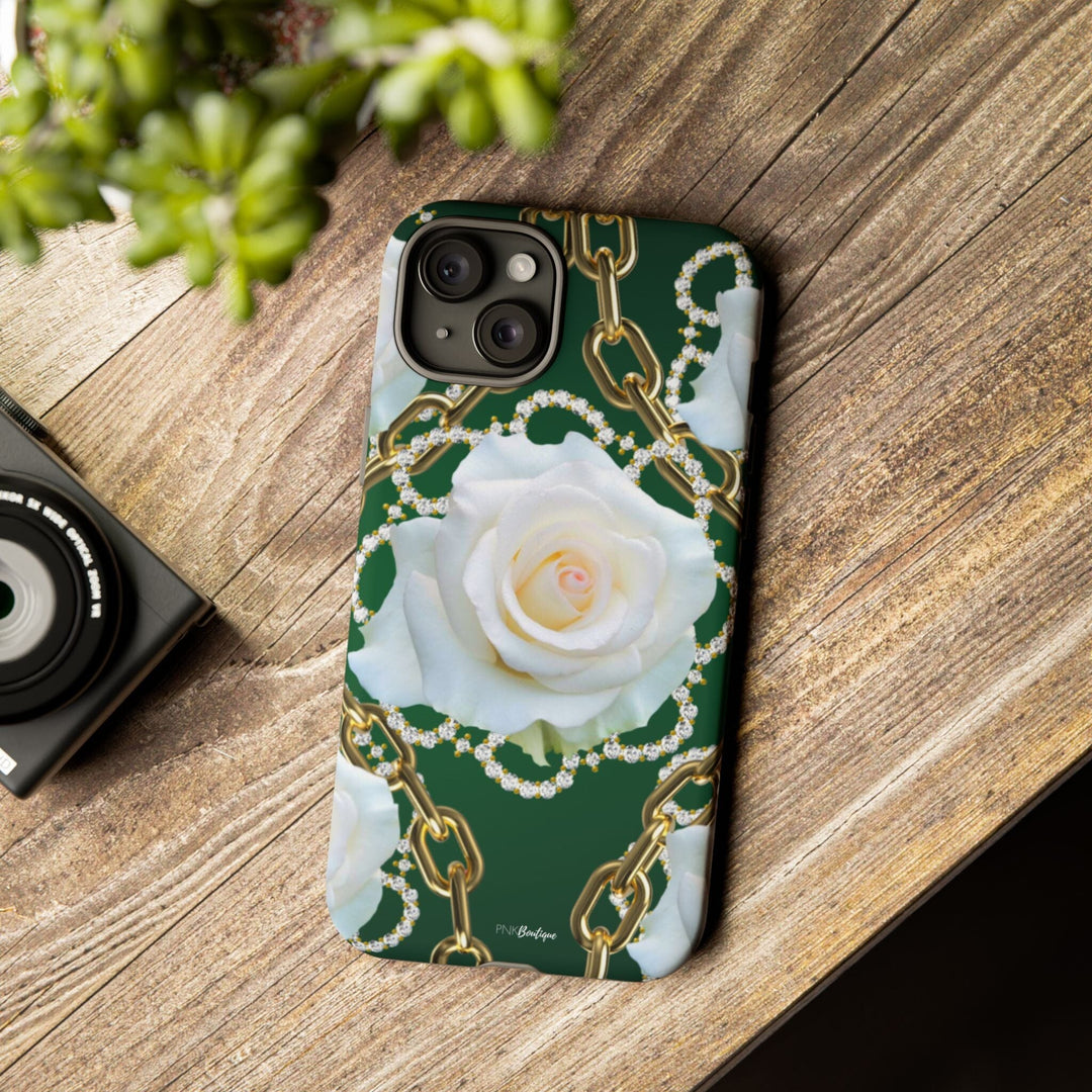 Green and White Links Phone Cases