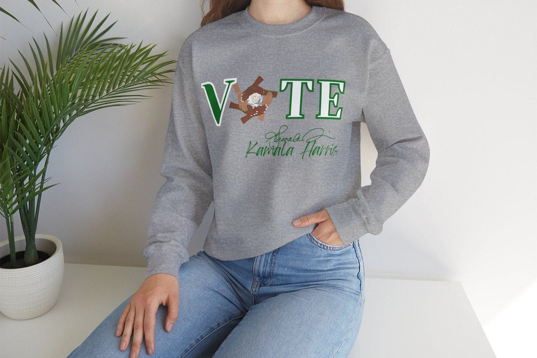 Green and White Links Vote Kamala Crewneck Sweatshirt