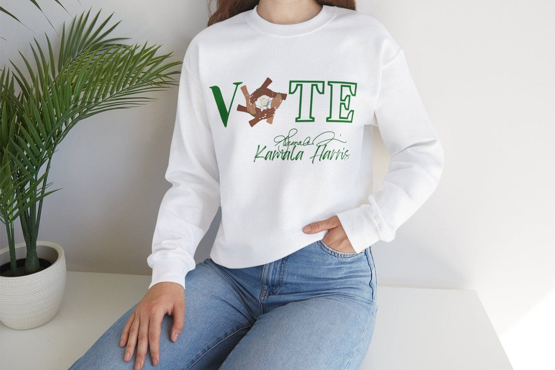 Green and White Links Vote Kamala Crewneck Sweatshirt