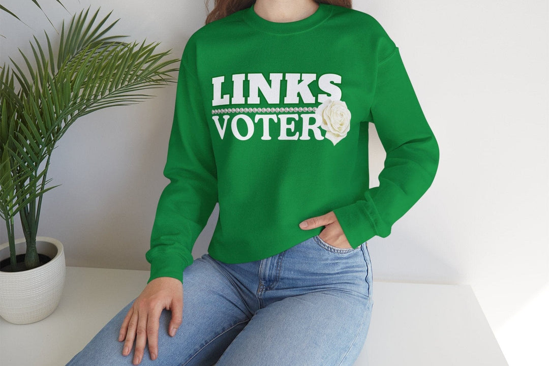 Green and White Links Voter Crewneck Sweatshirt