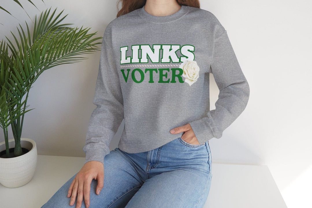 Green and White Links Voter Crewneck Sweatshirt