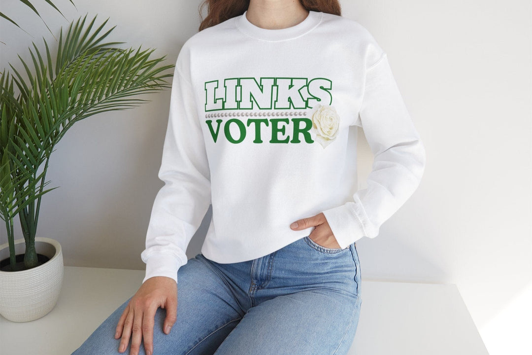 Green and White Links Voter Crewneck Sweatshirt