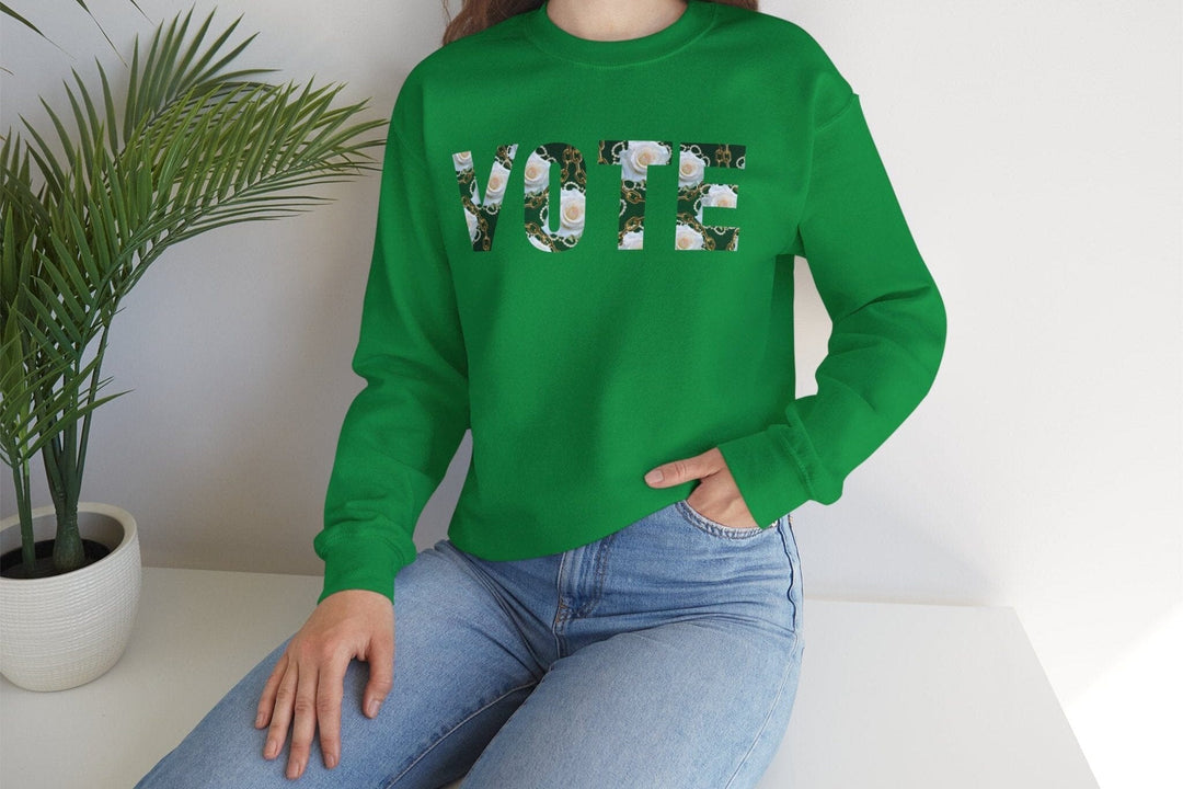 Green and White The Links Vote Crewneck Sweatshirt