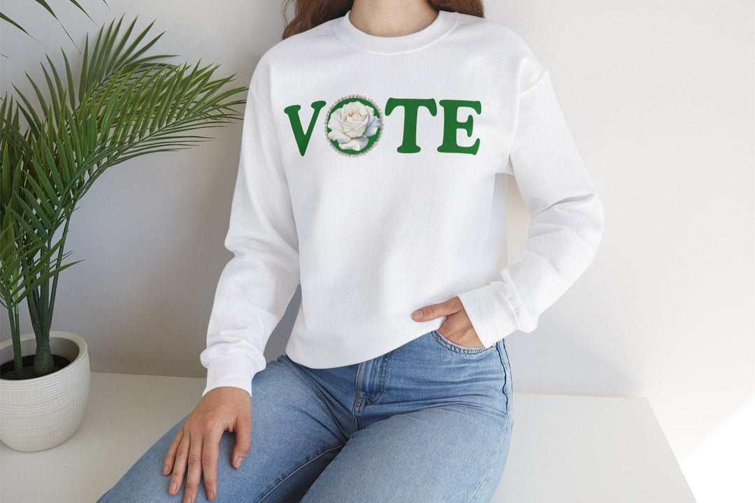 Green and White The Links Vote Crewneck Sweatshirt