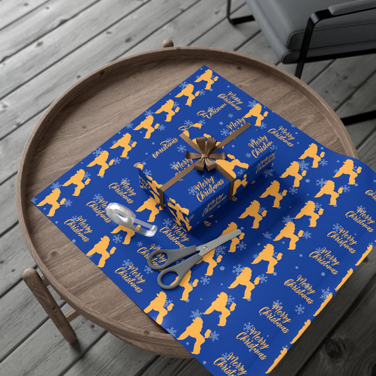 Holiday Blue and Gold Christmas Wrapping Paper