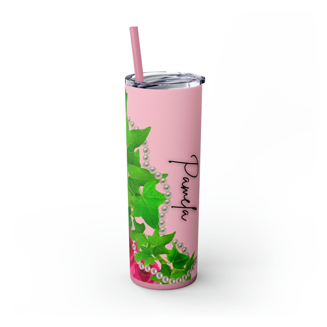 Ivy and Pearls Personalized Skinny Tumbler with Straw, 20oz