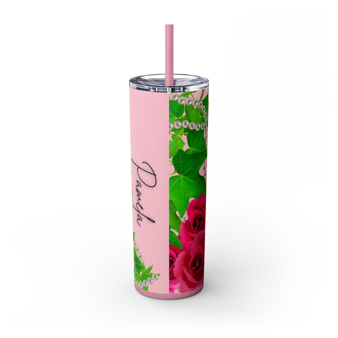 Ivy and Pearls Personalized Skinny Tumbler with Straw, 20oz