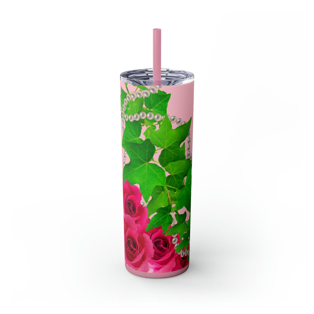 Ivy and Pearls Personalized Skinny Tumbler with Straw, 20oz